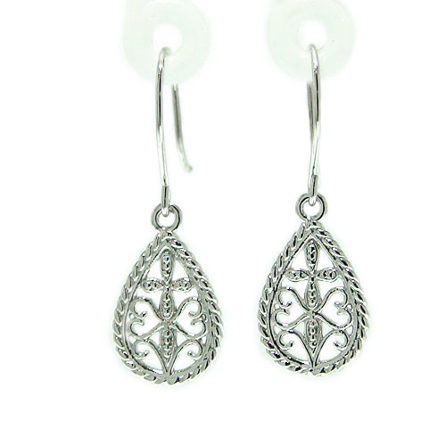 ピアス K18ホワイトゴールド イエローゴールド ピンクゴールド 地金 地金ピアス フック ジプシー ハート クロス 透かし 揺れる スイング ブラ ミル打ち ...