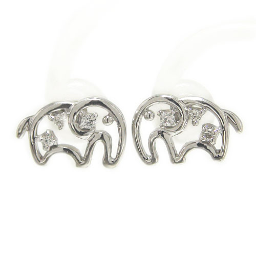 K18ホワイトゴールド イエローゴールド ピンクゴールド ピアス スタッド ダイヤ ダイヤピアス スタッドピアス ゾウ 像ピアス 象 エレファント 動物 モチー...