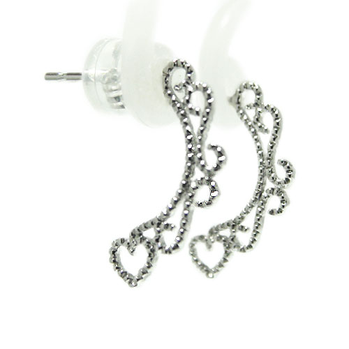 ピアス PT900プラチナ プラチナピアス スタッド 地金 ハート アンティーク ミル打ち キャッチ シリコン 両耳用 PT プラチナ 石なし カジュアル 可愛...