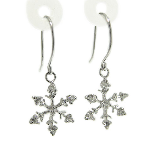 ピアス プラチナ プラチナピアス 雪の結晶 雪の結晶ピアス 雪の結晶モチーフ プラチナ雪の結晶 揺れる フック ジプシー ダイヤ ダイヤピアス スイング ブラ ...