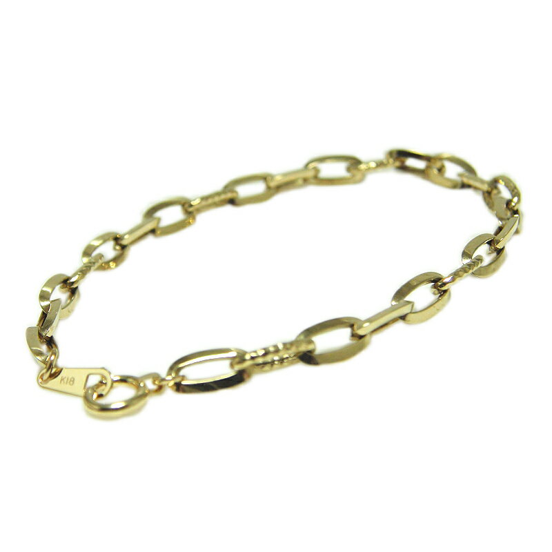 ブレスレット K18イエローゴールド ブレス バングル 地金ブレス 地金 アズキチェーン チェーンブレス 幅広 太め K18ブレス ゴールドブレス アズキブレス...