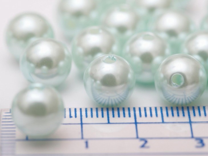 【約25個プラスチック 樹脂パール】10mm クリームグリーン 淡い黄緑 メタリックセ...
