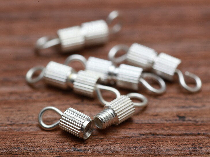 【店内最大P20倍】【ネジ式クラスプ(約14×3mm)5個セット】白銀 ネジカン タルネジ バレルクラスプ 留め具 留め金具 ビーズパーツ 基礎金具 問屋 卸 アクセサリー パーツ ハンドメイド ハンドメイドパーツ 材料 アクセサリーパーツ おすすめ