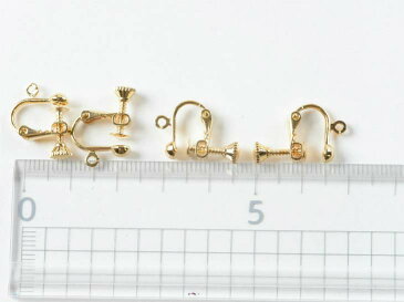 イヤリング パーツ 4個 2ペア ネジバネ ゴールド 15mm カン付き 約1.5cm ハンドメイド 金具 イヤリングパーツ イヤリング金具 さや工房 沙や工房