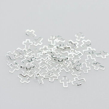 【ポイント11倍】 【レジン パーツ 封入 素材】 メタルパーツ ふちどりクロス(約8x6mm)約50個 シルバー アートパーツ 埋め込み 封入資材 ネイル用品 デコ素材 問屋 部品 レジン