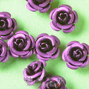 アルミ薔薇 高品質 メタルカラー パープル 8mm 10個 10ヶ 通し穴付 花 ばら デコ ネイル 約0.8cm 花びら アルミ製 アルミローズ 素材 封入素材 さや工房 手作り アクセサリー パーツ ハンドメイド ハンドメイドパーツ 材料 アクセサリーパーツ 問屋 卸 おすすめ