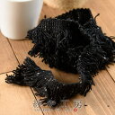 フリンジレース ニット風リボン ブラック 幅約3cm 約100cm テープ リボン タッセル ニット もこもこ 裁縫 服飾雑貨 糸 手作り クラフト 1m アクセサリー パーツ ハンドメイド ハンドメイドパーツ 材料 アクセサリーパーツ 問屋 卸 おすすめ