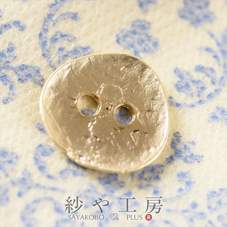メタルパーツ ボタン 大きめ 変形ラウンド型 16mm マットゴールド 1個 1ヶ 約1.6cm ボタンパーツ 模様..