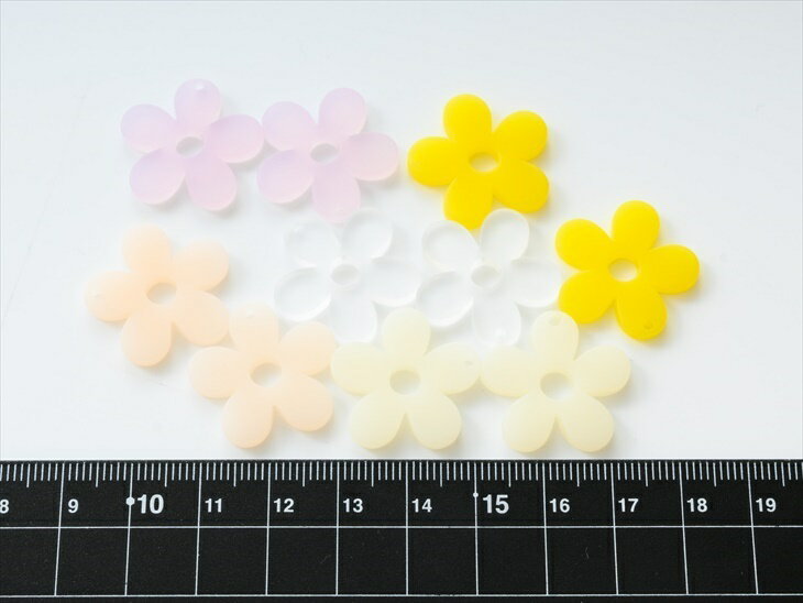 チャーム 花 POP アクリル 通し穴付 アクセサリーパーツ パーツ 22mm 2個 5枚花 フラワー マット アクセサリーチャーム 約2.2cm 問屋 アクリルパーツ アクリル製 フラワーチャーム ハンドメイド資材 さや工房 手作り 卸 おすすめ 3