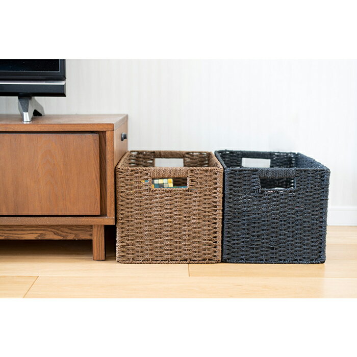 収納バスケット ペーパーバスケット 収納ボックス かご 収納かご 折りたたみ 手編み L サイズ 収納 幅38×奥行26×高さ24cm L 大きい カゴ 籠 ストッカー 小物収納 おしゃれ R.A.N