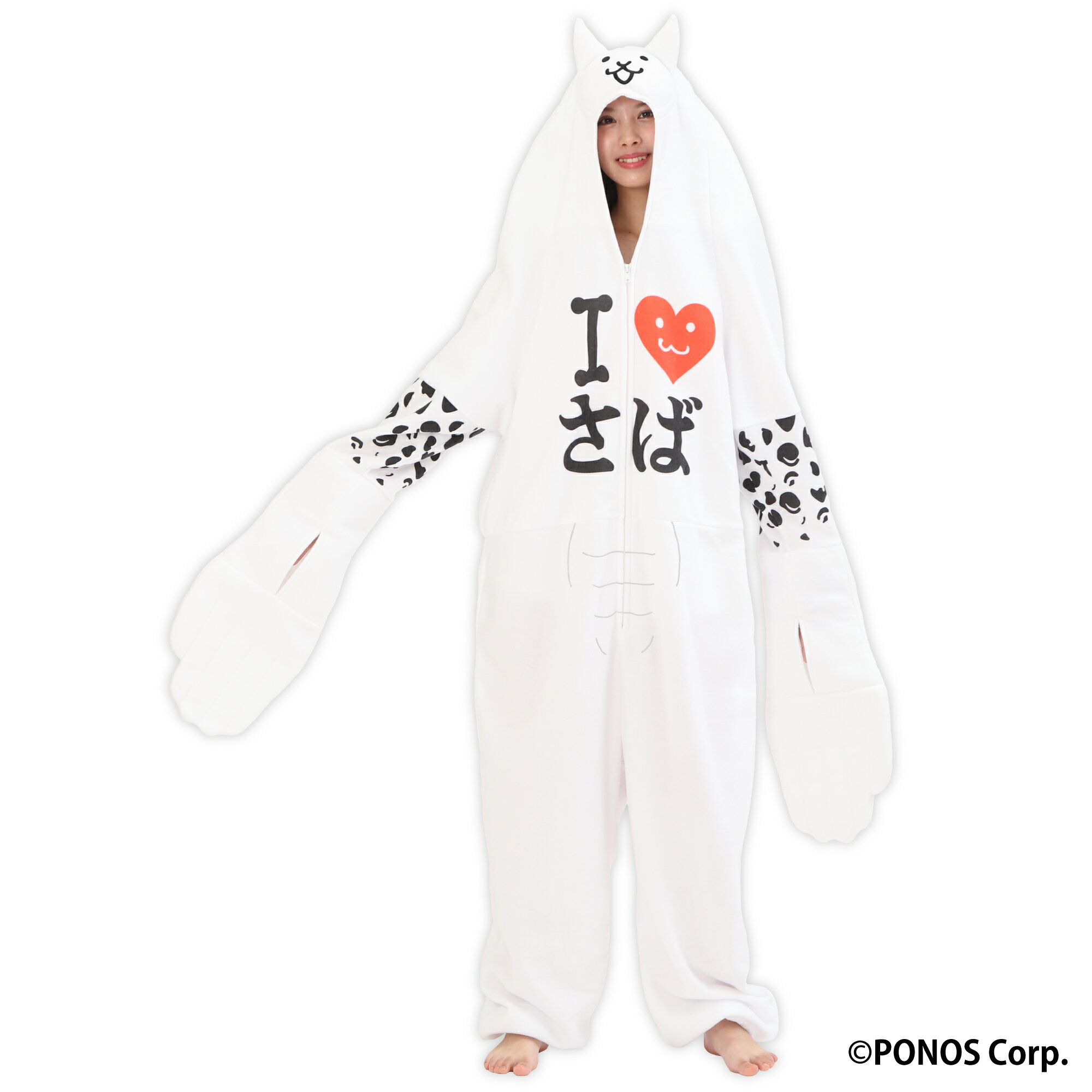 【新商品】SAZAC サザック にゃんこ大戦争 ネコジャラミ 着ぐるみパジャマ 着ぐるみ パジャマ ルームウェア 大人用 フリーサイズ コスプレ コスチューム キャラクター ハロウィン イベント 仮装 冬用 暖かい かわいい