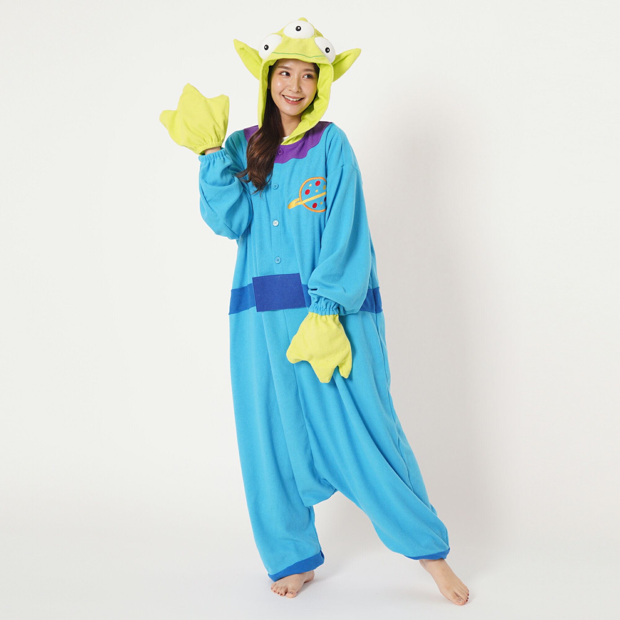 SAZAC サザック ディズニー エイリアン パイル 着ぐるみパジャマ 着ぐるみ パジャマ ルームウェア 大人用 コスプレ コスチューム キャラクター ハロウィン イベント 仮装 冬用 暖かい かわいい