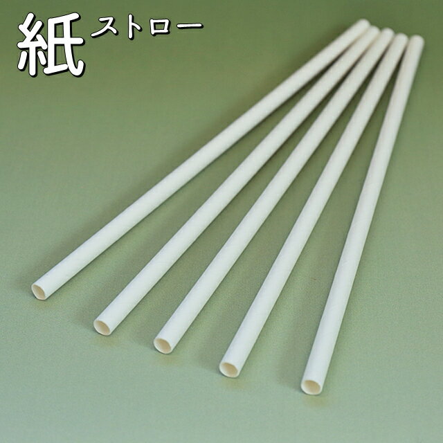 ペーパーストロー　6mmφ×21cm　白　包装なし（200本袋入り）