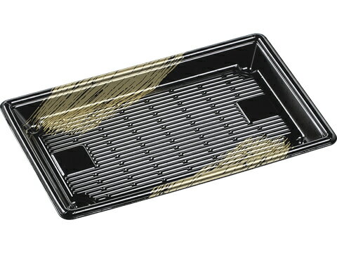 【寿司容器】もり−115　黒ふで金　透明蓋付（50枚入）