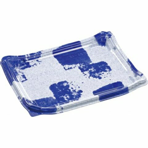 四季皿25-18 角ぞめ青 かん合透明蓋付 （50枚セット）