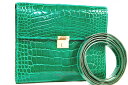 エルメス HERMES クリック 16 ポーチウォレット グリーン ヴェールエメラルド クロコダイル アリゲーター S金具 シルバー金具 ショルダー ポーチ バ...
