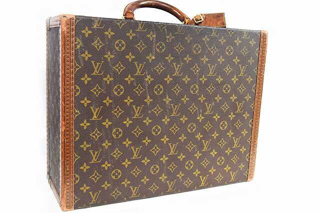 ルイ・ヴィトン スーツケース・キャリーケース メンズ ルイヴィトン　LOUIS VUITTON　トランク　ビステン45　モノグラム　ブラウン　内側グリーン　トランクケース　本物　ヴィンテージ　スペシャルオーダー　45cm　ブラウン　G金具　ゴールド金具　旅行トランク　45cm