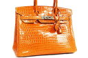 エルメス HERMES バーキン30 オレンジ Orange クロコダイル ポロサス シルバー金具 S金具 □L刻印 2008年製造 本物 新品同様 30cm クロコ ハンドバッグ(4)