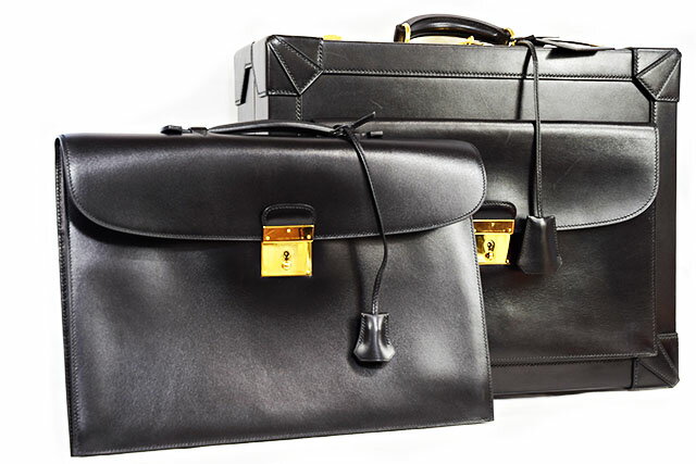 エルメス HERMES キリウストランクケース キリウス ドゥ トランク 黒 ブラック ボックスカーフ G金具 ゴールド金具 □B刻印 アタッシュケース ブリ...