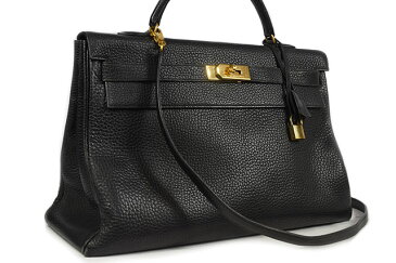 ●【HERMES】エルメス ショルダーバッグ トートバッグ ケリー40 内縫い 黒 ブラック トゴ ゴールド金具 G金具 〇U刻印 本物 ランクAB