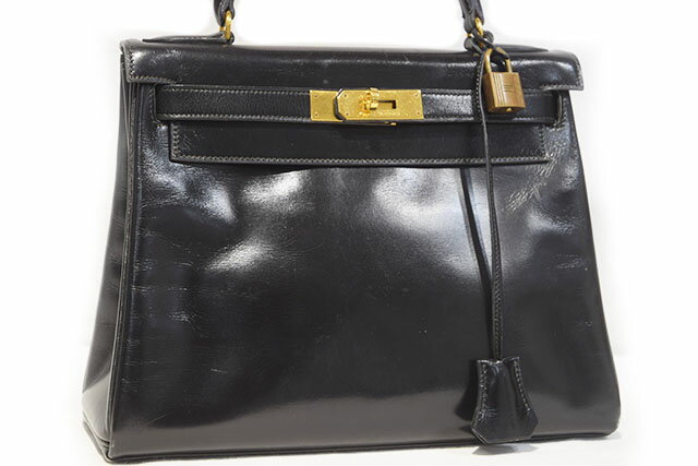 乐天商城 - エルメス　HERMES　ケリー28　内縫い　黒　ブラック　ボックスカーフ　G金具　ゴールド金具　〇O刻印　1985年製造　本物　ヴィンテージ　black　28cm　ケリーバッグ　※ショルダー無し