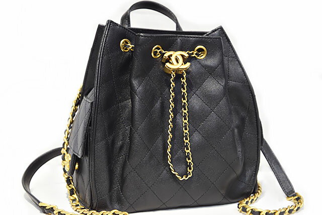 乐天商城 - シャネル　CHANEL　シャネル25　ミディアム バックパック　レザー チェーン リュック　黒　ブラック　マットゴールド金具　MG金具　キャビアスキン　（グレインドカーフスキン）　BLACK　ミニリュック　本物　新品同様