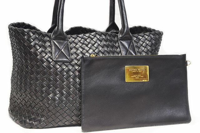乐天商城 - ボッテガヴェネタ　BOTTEGA VENETA　カバPM　黒　ブラック　250個限定　イントレチャート　レザー　G金具　ゴールド金具　ハンドバッグ　トートバッグ　ボッテガ ヴェネタ　べネタ　BLACK　レザートート　本物　ランクAB　SBBT
