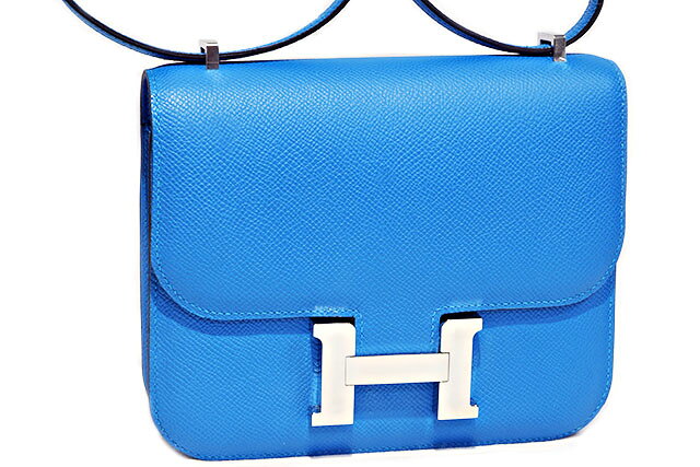 エルメス　HERMES　コンスタンス3 ミニ ミロワール　18　ブルーイドラ　Blue hydra　W刻印　2024年製造　エプソン　S金具　シルバー金具　本物　未使用 展示品　ショルダーバッグ　コンスタンス　青　鏡付き　ミラー付き