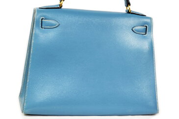 エルメス HERMES ケリー28 外縫い ブルージーン Blue jean ボックスカーフ G金具 ゴールド金具 □B刻印 1998年製造 本物 ランクA ハンドバッグ ショルダーバッグ 28cm ケリーバッグ