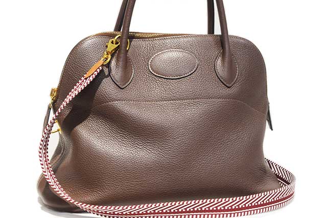 HERMES 31 - エルメス　HERMES　ボリード31　ダークブラウン　G金具　ゴールド金具　□M刻印　2009年製造　トリヨンクレマンス　こげ茶　茶系　本物　ランクA　31cm 　ボリード　ハンドバッグ