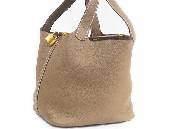 エルメス HERMES ピコタンロック MM 22 エトゥープ エトープ Etoupe Z刻印 2021年製造 G金具 ゴールド金具 トリヨンクレマンス 本物 未使用 展示品 グレー ハンドバッグ ピコタン ハンドバッグ