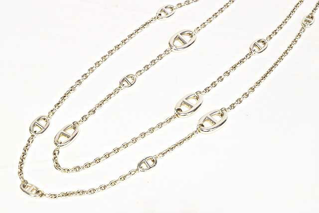 Rakuten - エルメス　HERMES　ネックレス　ファランドール ロング 120　シェーヌダンクル　シルバー925 　SV925　Ag925　2連ネックレス　2重ネックレス　アクセサリー　ジュエリー　120cm　97.3g　本物　ランクA