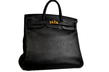 ●【HERMES】エルメス　　オータクロア　45　　　黒　　ブラック　　　フィヨルド　　　ゴールド金具　　　G金具　　〇Z刻印　　　本物　　　ヴィンテージ　トートバッグ　　旅行バッグ　45cm！※付属品は無し！