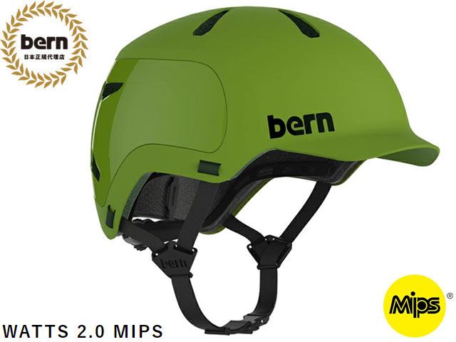 国内正規品 バーン bern WATTS MIPS 2.0 ワッツ 2.0 MATTE GREEN マットグリーン 緑 自転車 スケートボード スノーボード B...