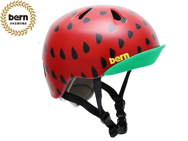 国内正規品 バーン bern NINA ニーナ ニナ SATIN RED STRAWBERRY VISOR ツヤあり 赤 黒 自転車 スケートボード BMX ピスト ヘルメット キッズ 子供 スノーボード