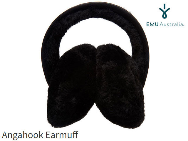 楽天SBC楽天市場店国内正規品 emu australia シープスキン イヤーマフ BLACK ブラック Angahook Earmuffs Sheepskin Ear Warmers w9403 エミューオーストラリア 耳あて 耳カバー ファー