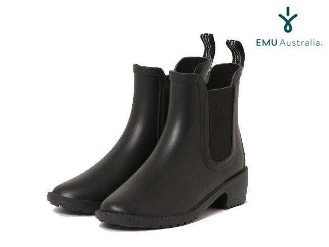 国内正規代理店 emu australia Grayson Rainboot 防水 サイドゴア グレイソン レインブーツ レインシューズ BLACK ブラック 黒 レディース インソール 取り外し可能 長靴 雨 雪 エミューオーストラリア シープスキンブーツ NEWモデル