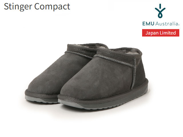 国内正規品 emu australia Stinger Compact スティンガー コンパクト ムートン シューズ ブーツ チャコール グレー Charcoal エミューオーストラリア シープスキンブーツ JAPAN LIMITED ジャパンリミテッド 日本限定モデル 撥水 レディース W13013