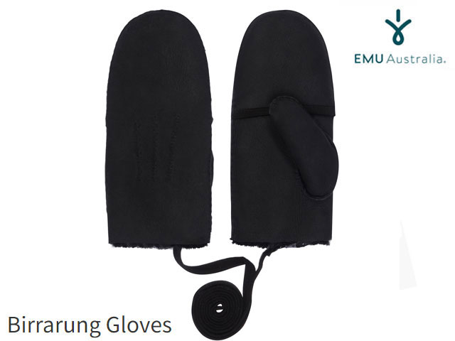 エミュ 手袋 国内正規品 emu australia バーララング グローブ Birrarung Gloves BLACK ブラック 黒 シープスキン ミトン エミューオーストラリア 手袋 天然素材 2WAY ストリング（紐）付 レディース