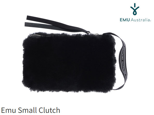 エミュ 手袋 国内正規品 emu australia Small Clutch BLACK ブラック 黒 スモール クラッチバッグ 小物入れ エミューオーストラリア 天然素材 シープスキン ムートンポーチ