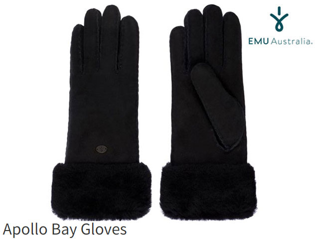 エミュ 手袋 国内正規品 emu australia アポロ ベイ グローブ ブラック APOLLO BAY GLOVES BLACK エミューオーストラリア 手袋 レディース