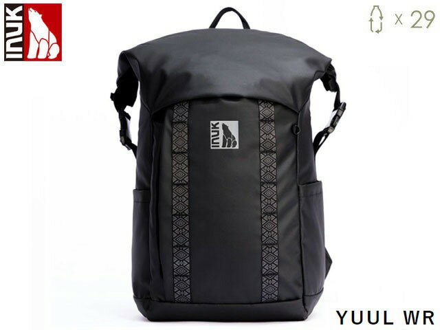 国内正規品 INUK イヌーク YUUL WR ユール ウォータープルーフ BLACK ブラック 黒 バックパック バッグ 18L WATERSHED COLLECTION アウトドア スポーツ観戦 野外イベント フェス リサイクル ペットボトル 防水 防水ジッパー YKK IKB21004