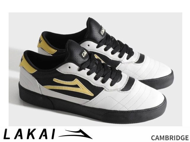 国内正規品 Lakai CAMBRIDGE WHITE BANANA BLACK LEATHER ホワイト バナナ ブラック レザー ラカイ スケート SKATE スニーカー