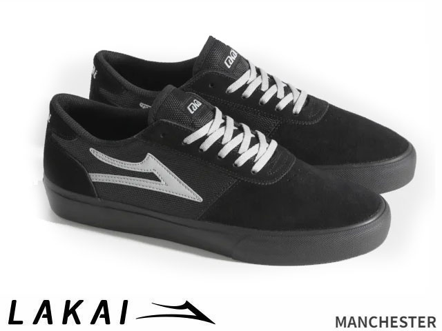 国内正規品 Lakai MANCHESTER BLACK/BLACK SUEDE マンチェスター ブラック/ブラック スエード ラカイ スケート SKATE スニーカー XLKカップソール DELUXLITEインソール OSLK25FA7MA