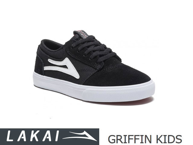 楽天sbc国内正規品 Lakai キッズ GRIFFIN KIDS BLACK/WHITE SUEDE グリフィン キッズ ブラック/ホワイト スエード ラカイ スケート SKATE スニーカー