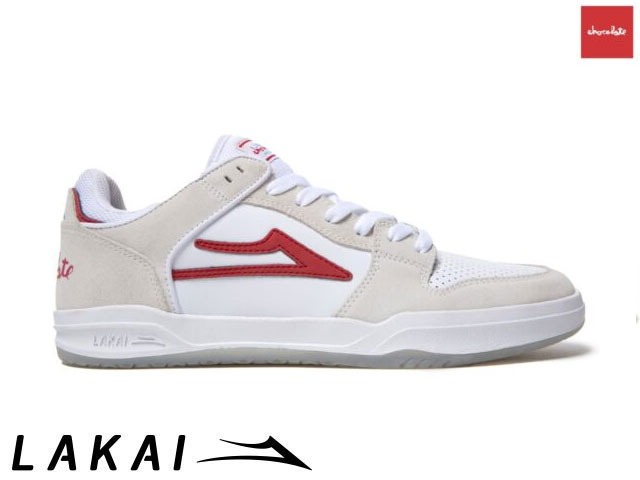 国内正規品 Lakai NEWモデル テルフォード ロー TELFORD LO WHITE/RED SUEDE ホワイト/レッド スエード CHOCOLATE チョコレート コラボ ラカイ スケート SKATE スニーカー XLKカップソール 2024SPRING