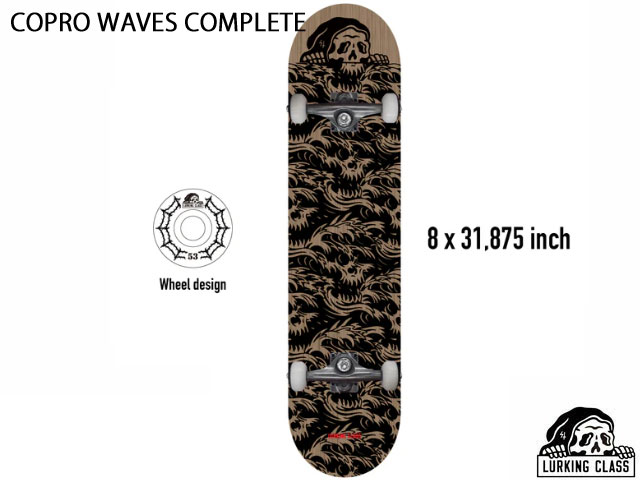 カリフォルニア/サンディエゴから発信しているイラストレーターでありデザイナーであるSketchy Tank(スケッチータンク)が手掛けているブランド。LURKING　CLASS(ラーキングクラス)とは「潜む奴ら」的な意味で、そのダークで憎めないデザインと、恥ずかしがり屋なSketchyTank本人のイメージから命名されました。デザインの多くはクリーンというよりダーティでジャンクな感じ。有名なタトゥーアーティストやスケート、サーフなどに影響を受け、アートを通じて自分が経験してきたものを絵で表現してメッセージとして込めている。初心者に最適なコンプリートデッキ。TRUCK : 5.25 HIGHWHEEL : 53×31mm 99ABEARING : ABEC9SKU: LGT2C当店はLURKING CLASSの国内正規取扱店です。メーカー希望小売価格はメーカーサイトに基づいて掲載しています