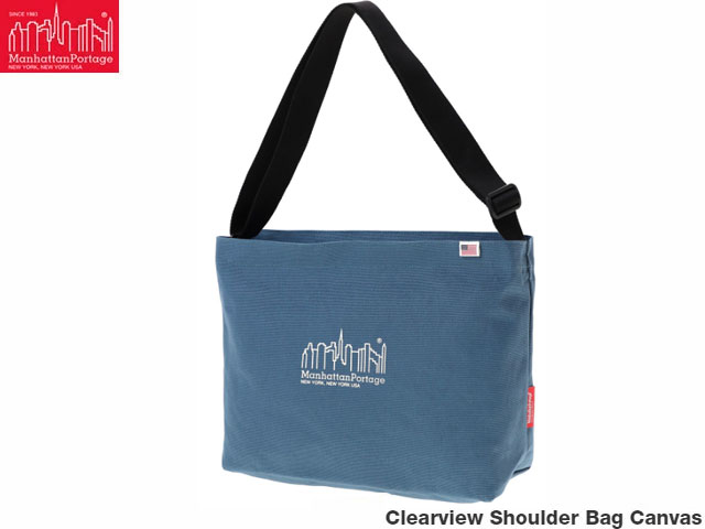 国内正規品 マンハッタンポーテージ クリアビュー ショルダーバッグ トートバッグ キャンバス Clearview Shoulder Bag Canvas Blue ブルー 青 撥水加工 コットンキャンバス マンハッタン ポーテージ Manhattan Portage メンズ レディース