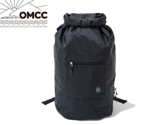 OMCC オーエムシーシー Packable Bon Sack Roll Up Ripstop Nylon パッカブル ボンサック ロールアップ リップストップ バック バックパック BLACK ブラック 黒 リュック おしゃれ かわいい 旅行 パッカブル 折りたたみ コンパクト フェス アウトドア 撥水 巾着 男女兼用