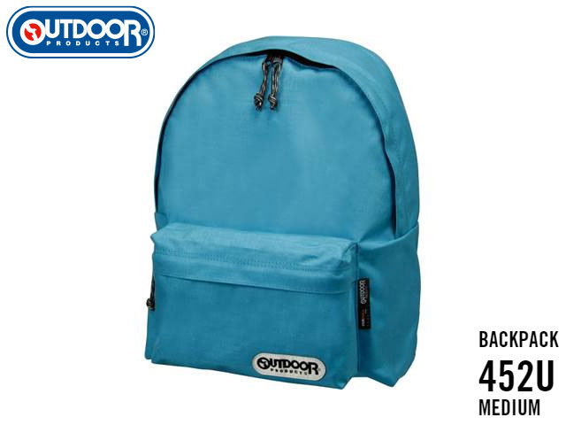 アウトドアプロダクツ OUTDOOR PRODUCTS 452 MIDEIUM SOLID BACK PACK SKY BLUE スカイブルー 水色 バックパック デイパック リュック ブラック 黒 メンズ レディース 通学 耐摩耗性 耐久性 耐水性 YKK